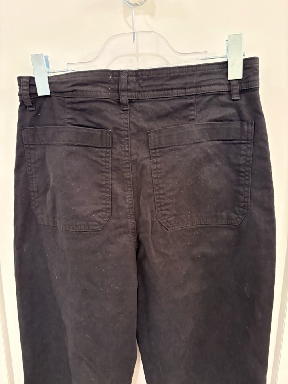 Marine Layer Black Bridget Cotton Twill High Rise Wide Leg Flared Pants Size 12 - Picture 6 of 9